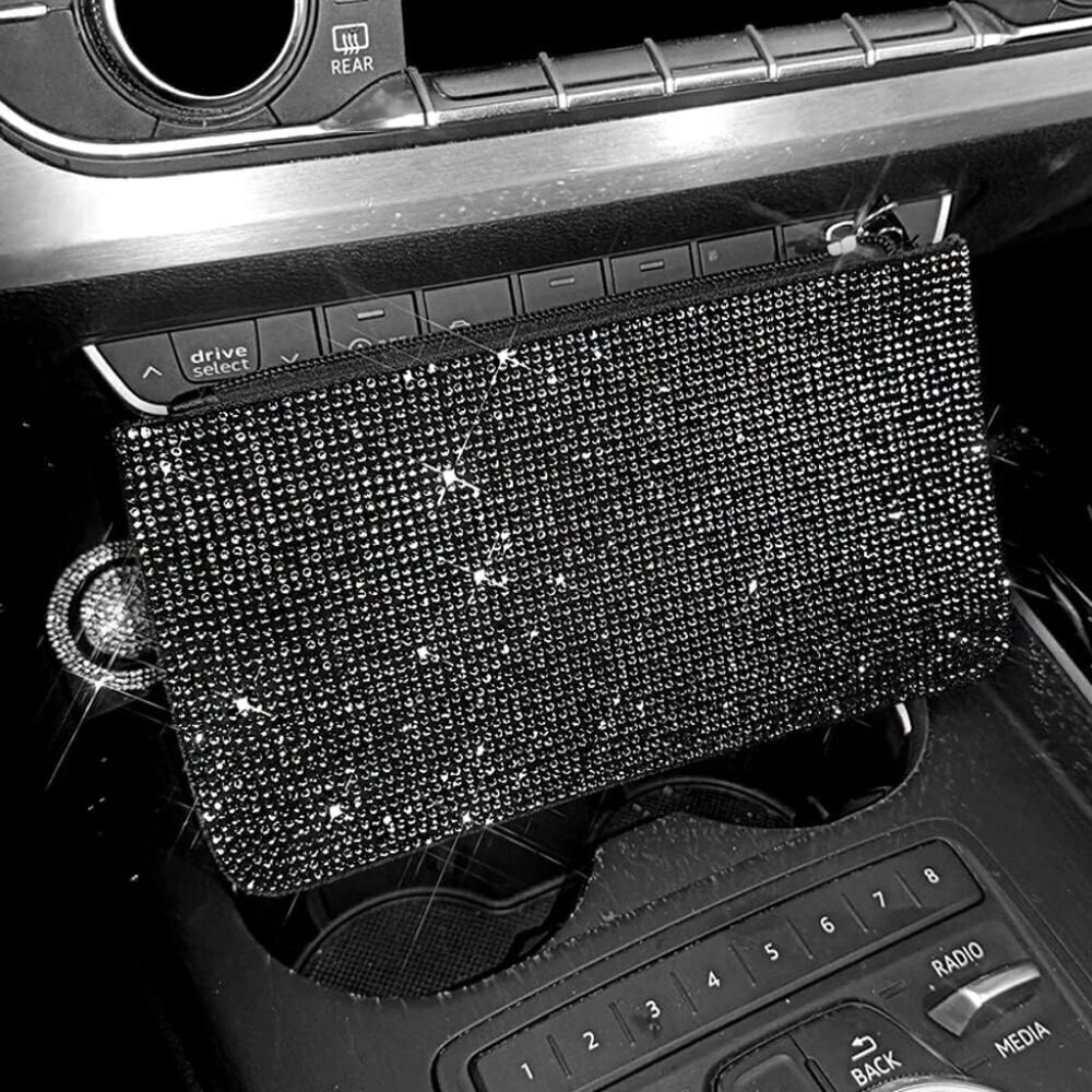 ❤️Crystal Zipper Change Purse Rhinestone Wallet Double-sided crystal diamond Zip - Picture 7 of 8